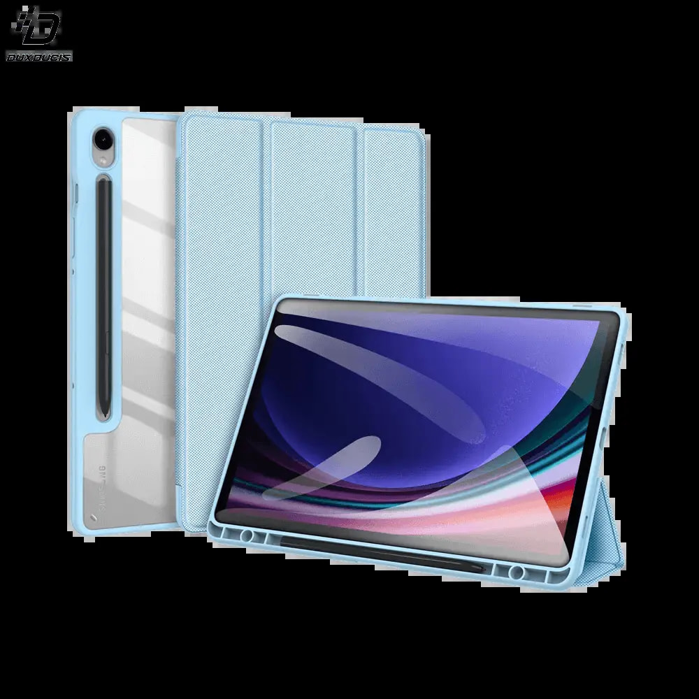 Housse folio Samsung Galaxy Tab S9 avec dos transparent & porte-stylet - Dux Ducis Toby Bleu