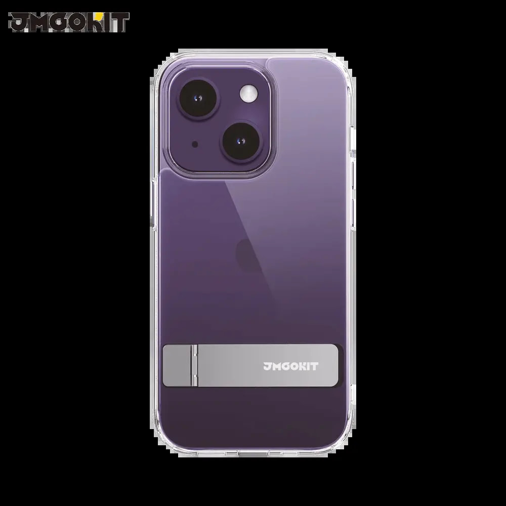 Coque de protection iPhone 14 Plus béquille intégrée - JMGOKIT Metal Bracket Transparent