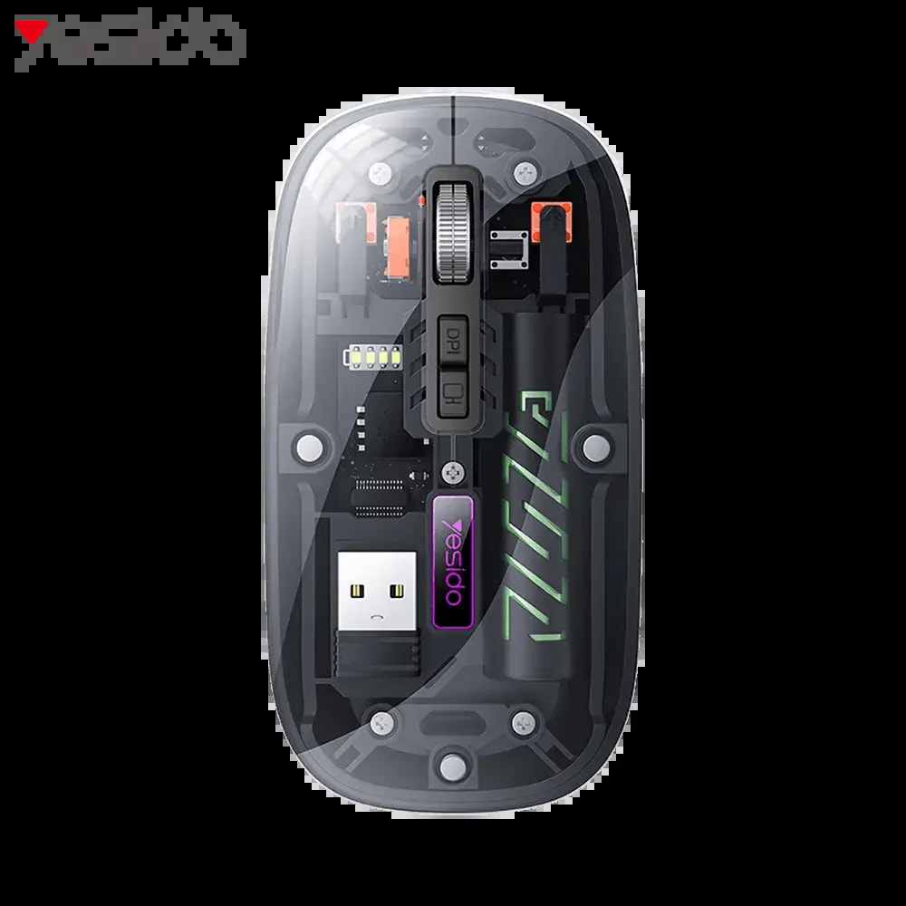 Souris sans fil transparente (Bluetooth + USB) - Yesido KB29