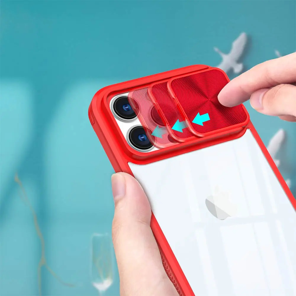 Coque iPhone 15 Pro avec cache caméra - PROTECT IE027 Rouge  - Vue 3