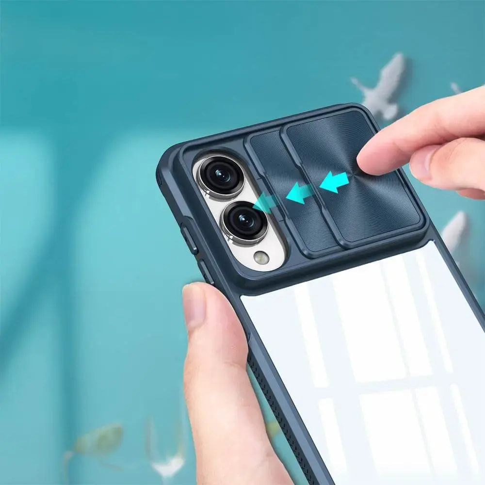 Coque avec cache caméra Samsung Galaxy S25 Edge protection 9H - PROTECT IE027 Bleu Marine - Vue 3