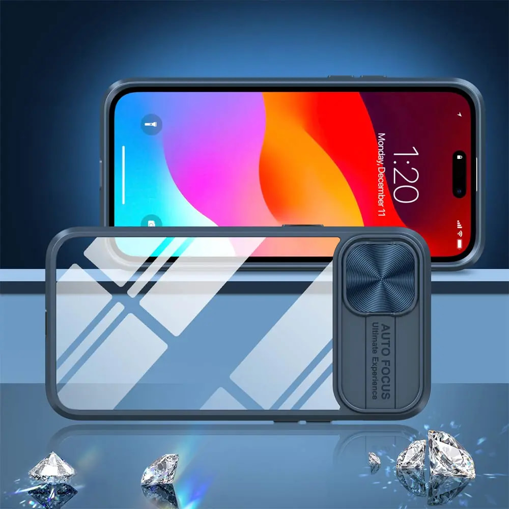 Coque iPhone 15 Plus avec cache caméra - PROTECT IE027 Bleu Marine - Vue 2