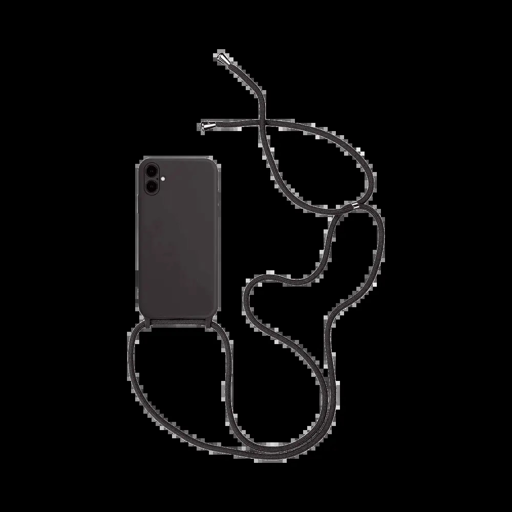 Coque avec cordon réglable silicone iPhone 16 - Noir