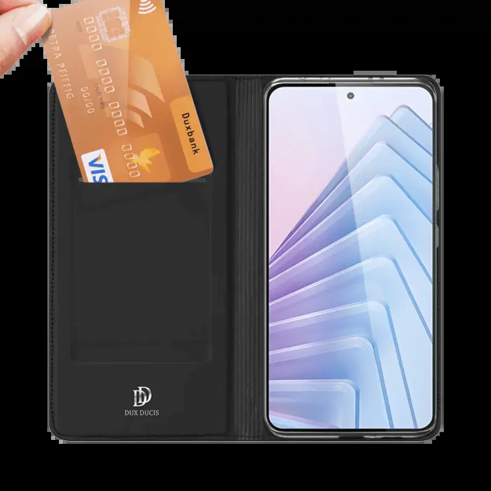 Housse folio Xiaomi Redmi Note 14 5G porte-carte - Dux Ducis Skin Pro Noir - Vue 2