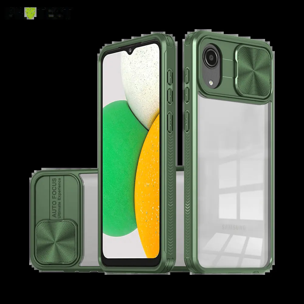 Coque Samsung Galaxy A03 Core avec cache caméra - PROTECT IE027 Vert Foncé 