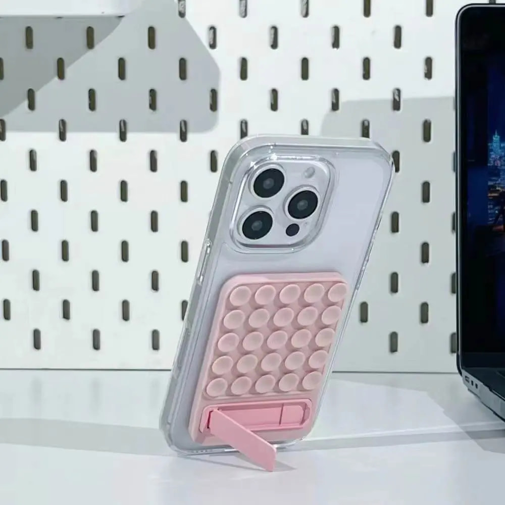 Support smartphone à ventouses silicone avec béquille intégrée - Gris - Vue 2