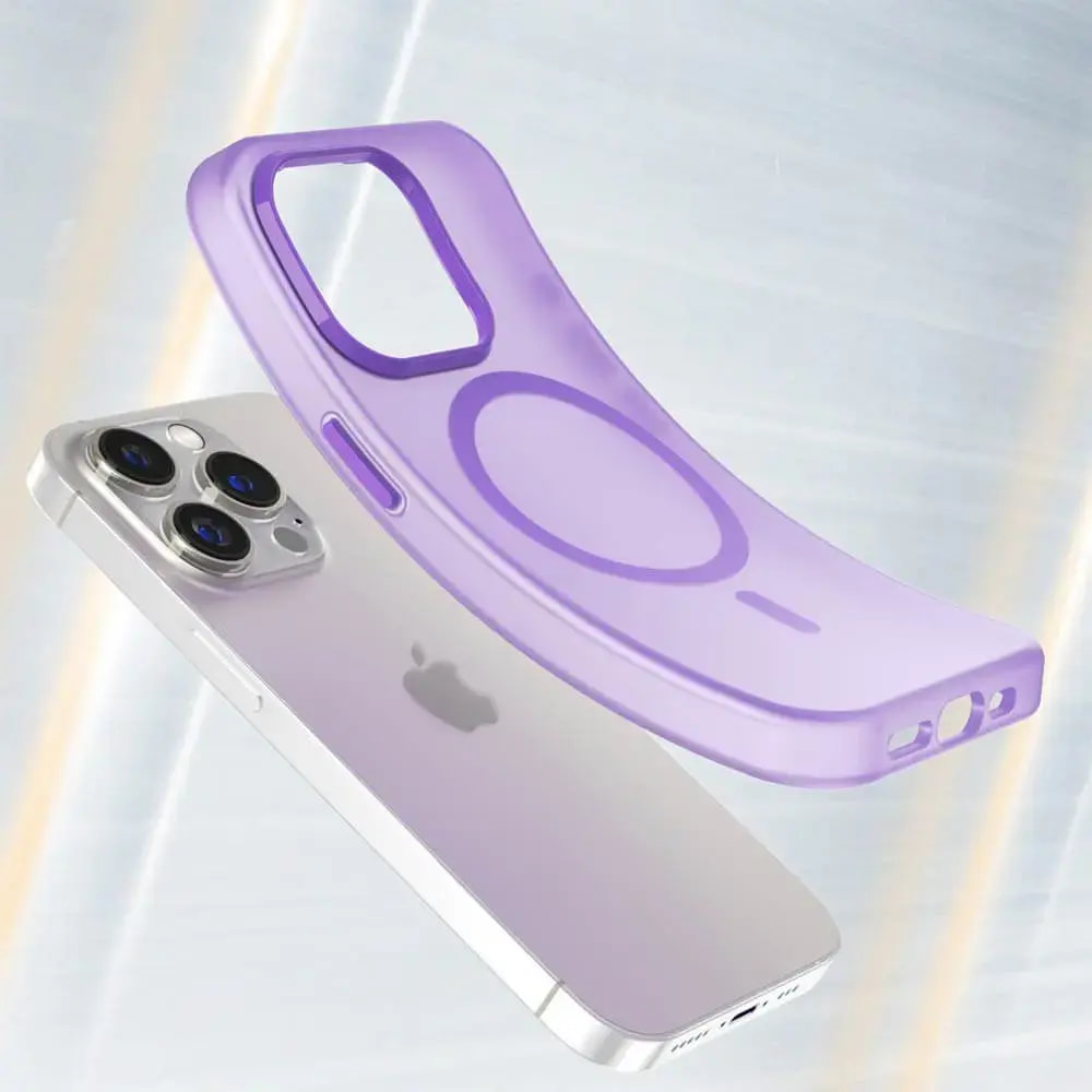 Coque MagSafe bi-matière iPhone 14 Pro - PROTECT MF-006 Violet Foncé - Vue 2
