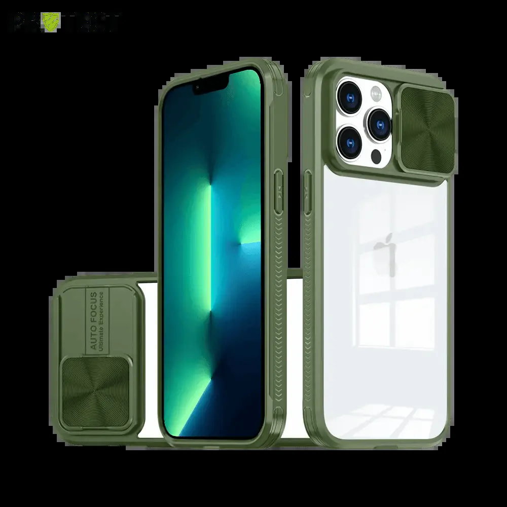 Coque iPhone 13 Pro avec cache caméra - PROTECT IE027 Vert Foncé