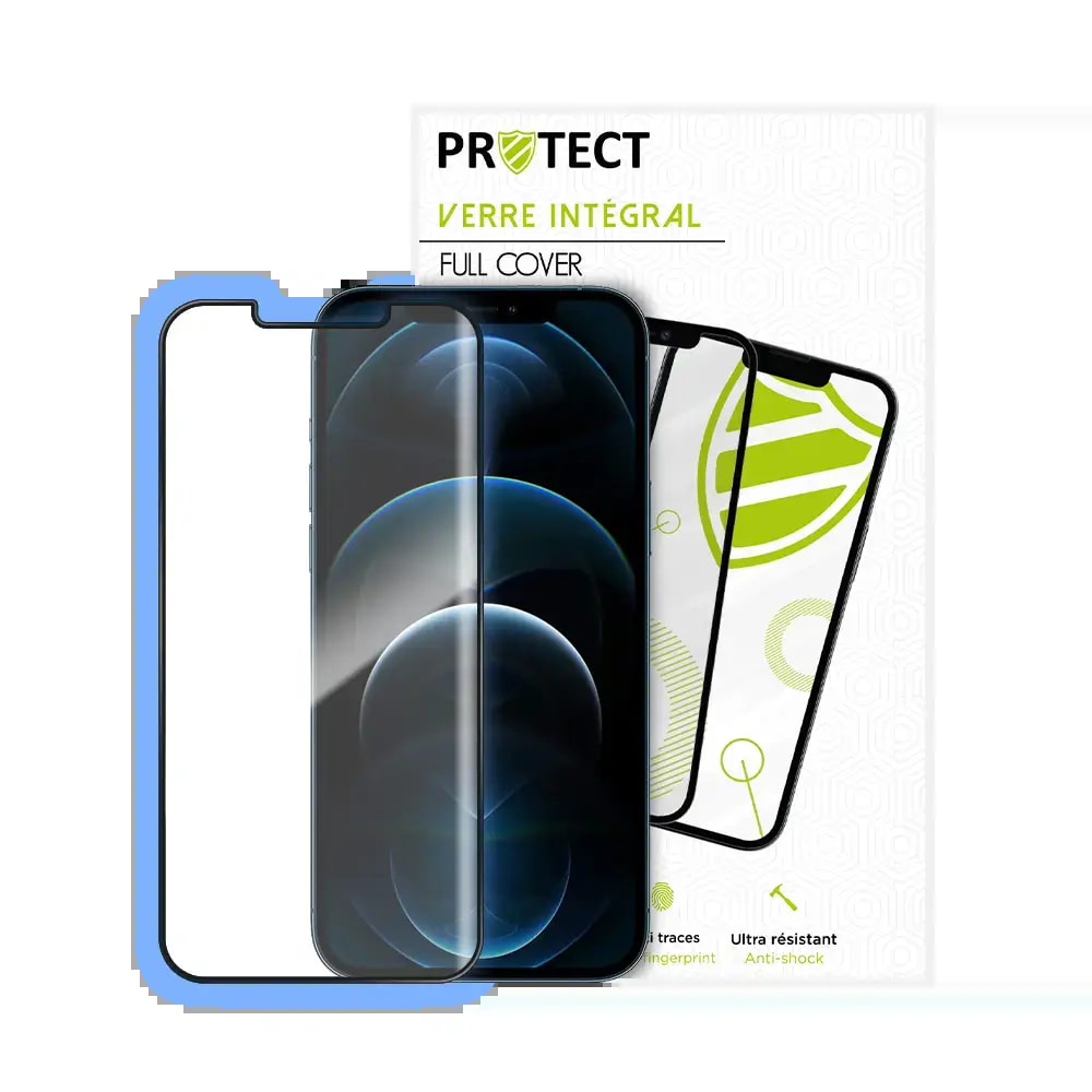 Verre trempé intégral iPhone 12 / 12 Pro protection écran 9H - PROTECT Noir - Vue 2