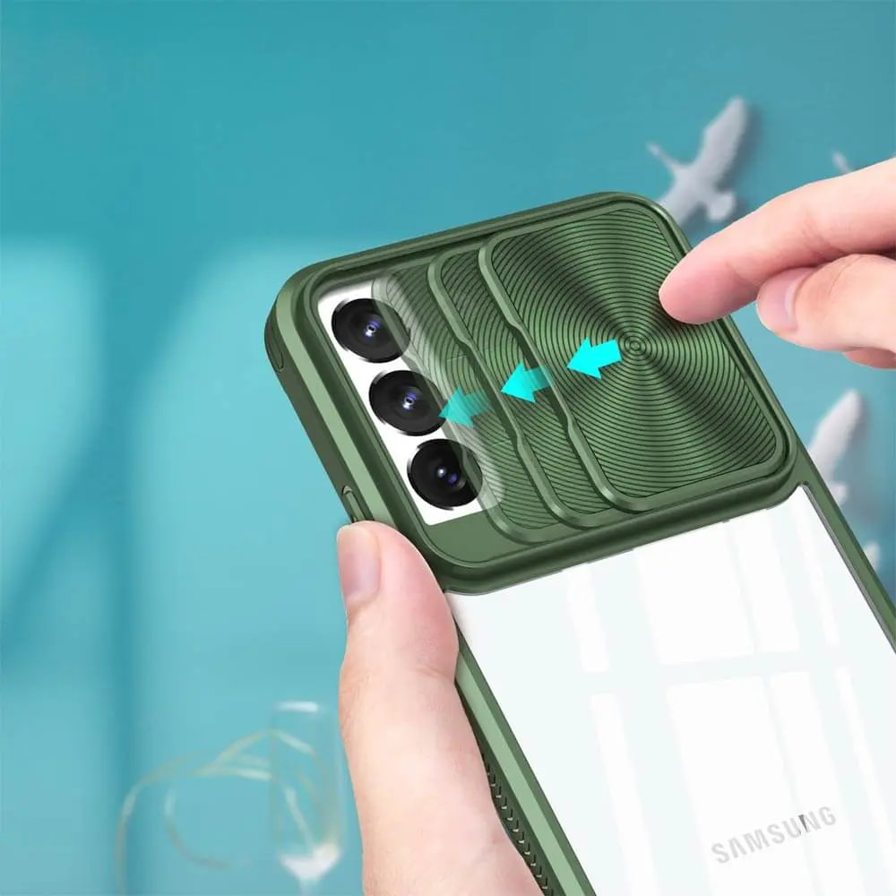 Coque Samsung Galaxy S22+ avec cache caméra - PROTECT IE027 Vert Foncé - Vue 3