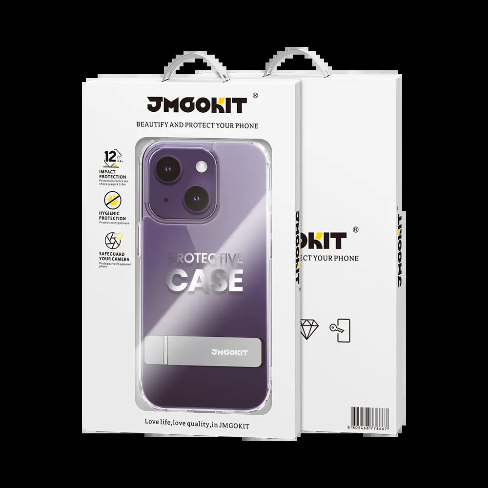 Coque de protection iPhone 14 Plus béquille intégrée - JMGOKIT Metal Bracket Transparent - Vue 3