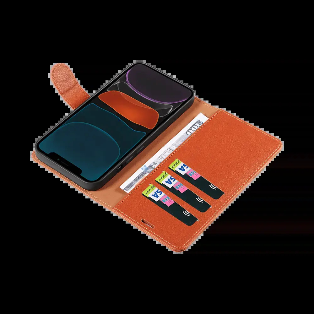 Housse folio anti-RFID iPhone 11 – PROTECT IP011 Marron  - Vue 3