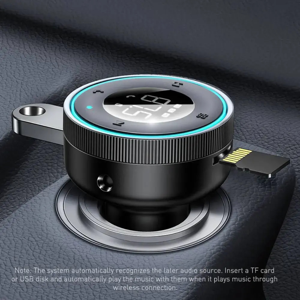Transmetteur FM Bluetooth & Chargeur Voiture Baseus Noir - Vue 3
