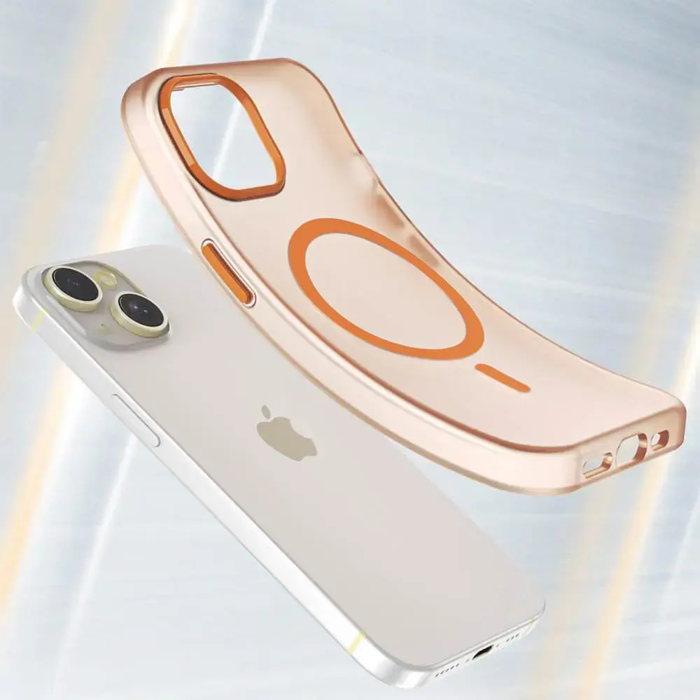 Coque MagSafe bi-matière iPhone 14 - PROTECT MF-006 Orange - Vue 2