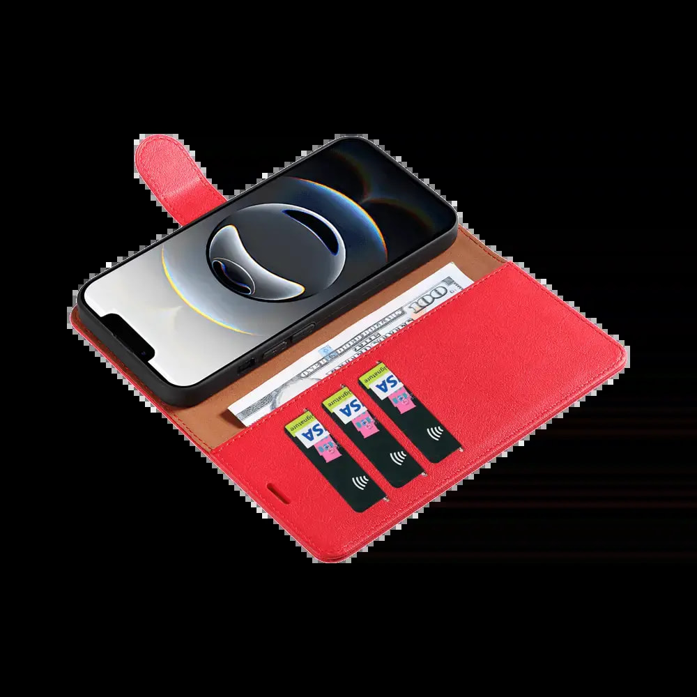 Housse folio anti-RFID iPhone 16e / 17e - PROTECT IP011 Rouge - Vue 3