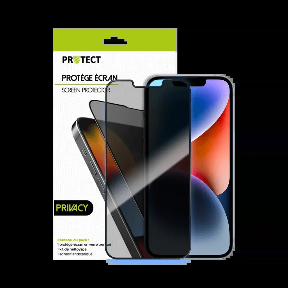 Verre trempé anti-espions pour iPhone 13 / 13 Pro / 14 / 16e / 17e protection écran 9H - PROTECT Transparent - Vue 2