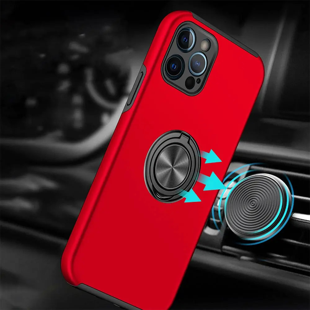 Coque de protection iPhone 12 Pro avec anneau rotatif - PROTECT IE013 Rouge - Vue 4