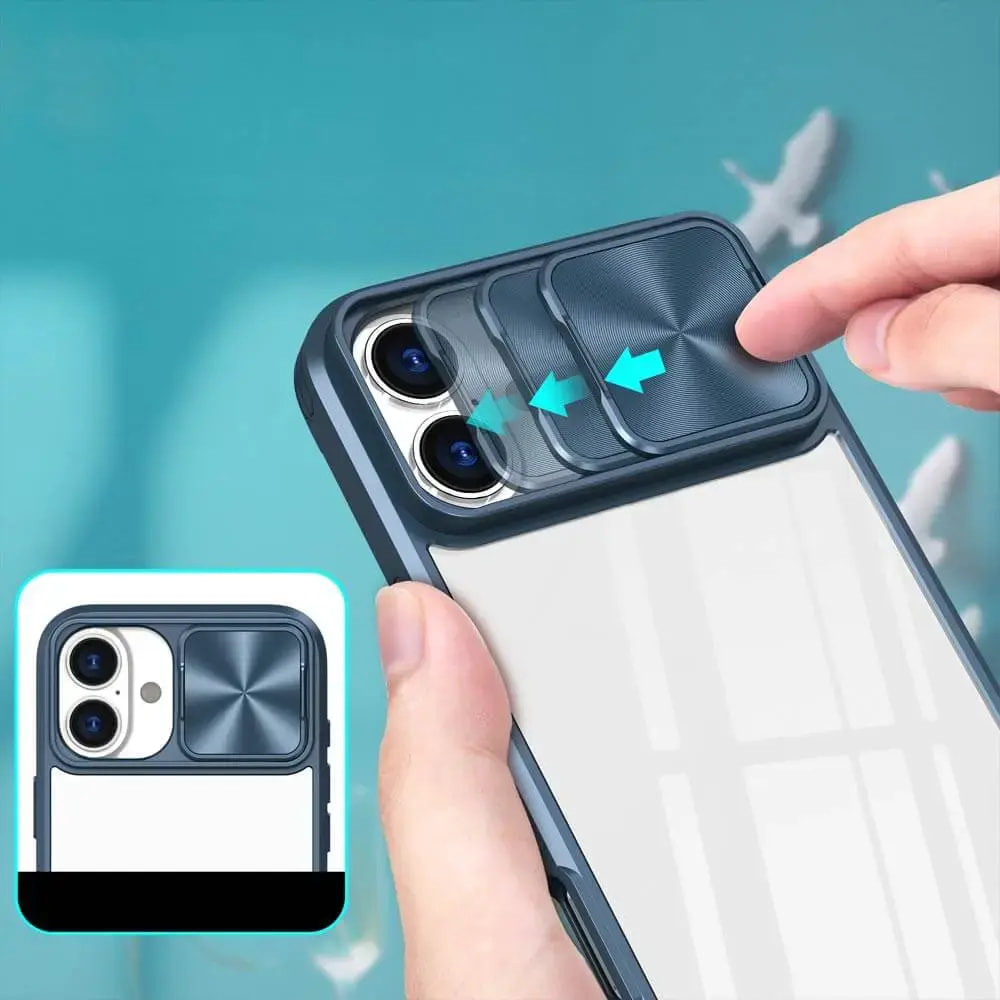 Coque avec cache caméra iPhone 16 - PROTECT IE027 Bleu Marine - Vue 3