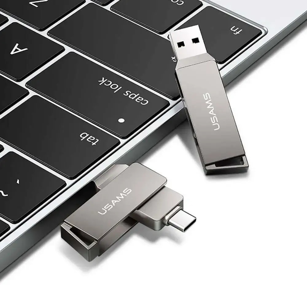 Clé USB double connecteur USB-C + USB 3.0 128Go - Usams US-ZB201 Noir - Vue 2