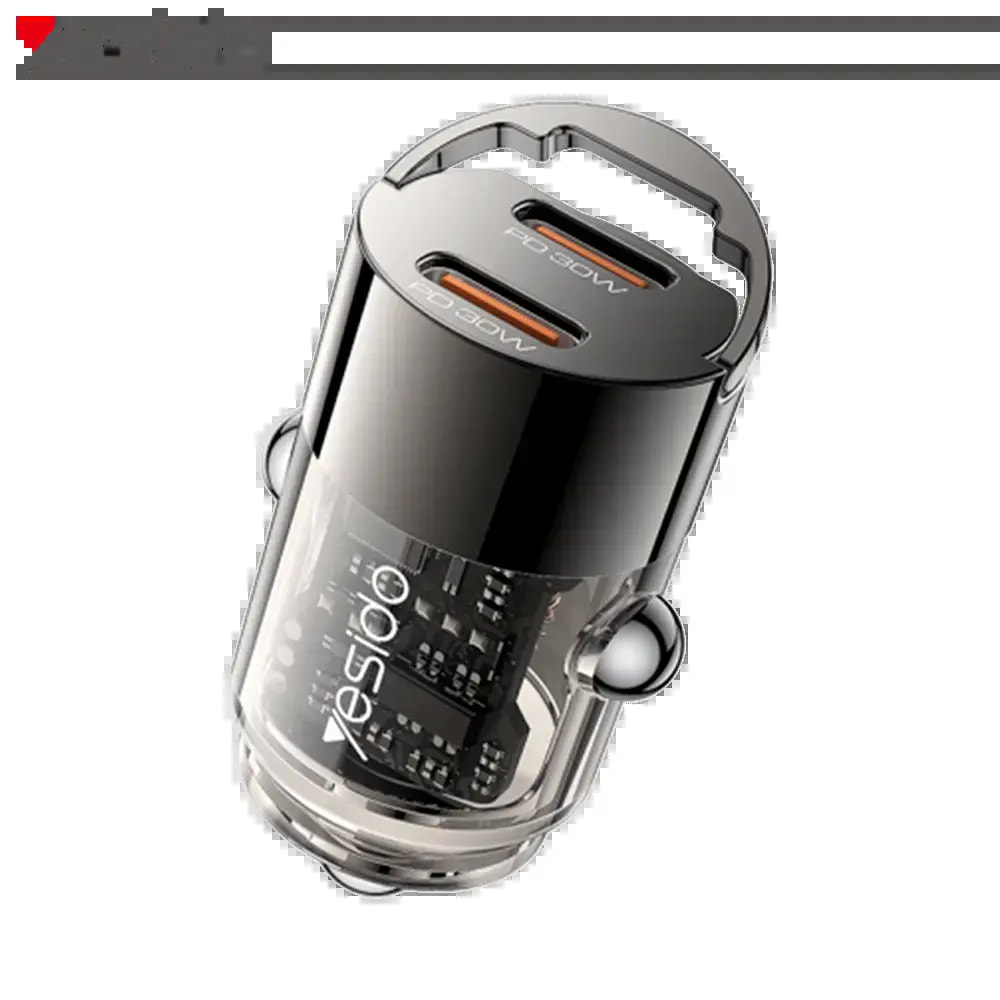 Chargeur allume-cigare double ports USB-C 30W SUPER FAST - Yesido Y69 Noir
