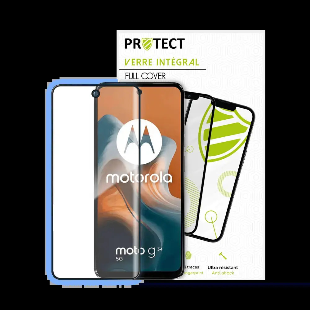 Verre trempé intégral Motorola Moto G34 5G protection écran 9H - PROTECT Noir - Vue 2