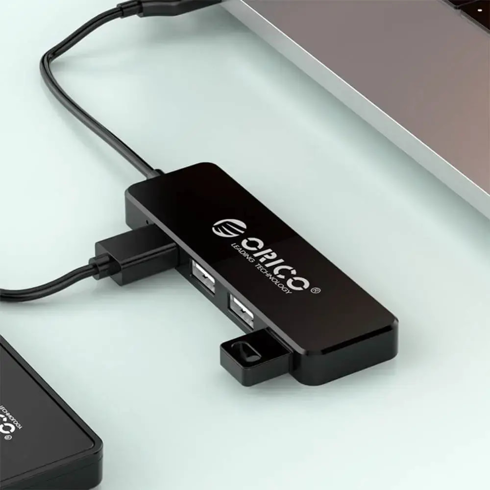 Hub USB 2.0 4 ports format compact - Orico FL01-BK - Vue 3