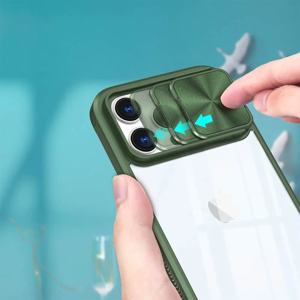 Coque iPhone 13 Pro avec cache caméra - PROTECT IE027 Vert Foncé - Vue 3