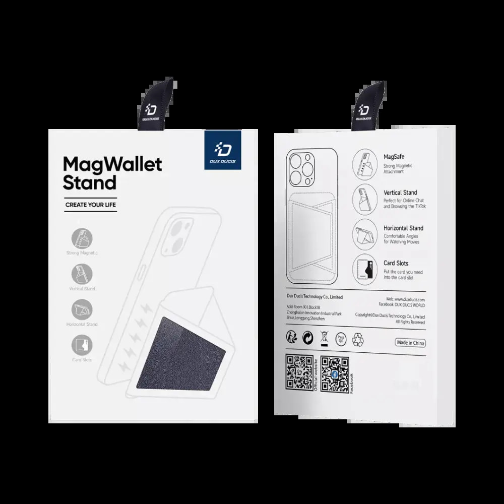 Support smartphone avec MagSafe - Dux Ducis Magnetic Wallet Stand Bleu Marine - Vue 3