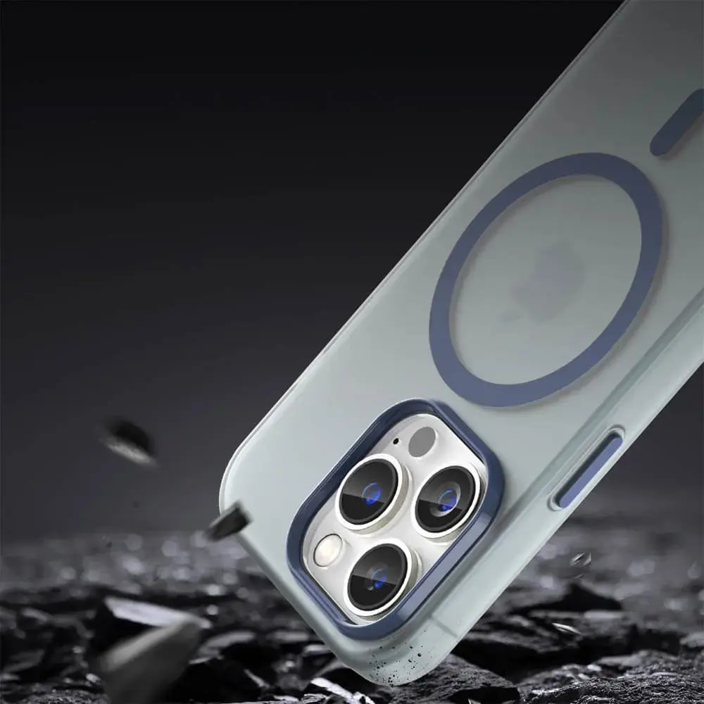 Coque MagSafe bi-matière iPhone 14 Pro - PROTECT MF-006 Bleu Marine - Vue 4