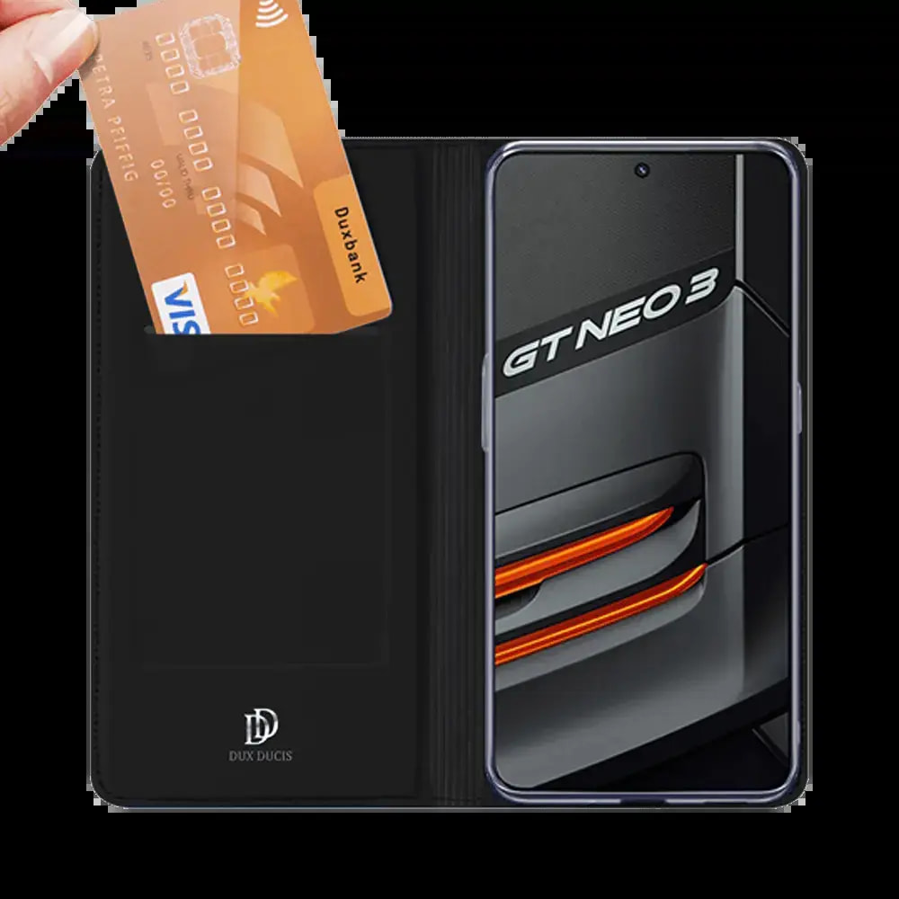 Housse folio Realme GT NEO 3 porte-carte - Dux Ducis Skin Pro Noir - Vue 2