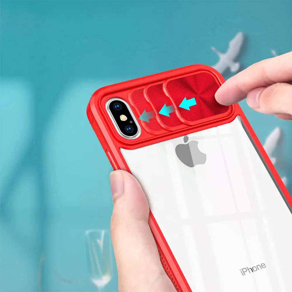 Coque iPhone X / XS avec cache caméra - PROTECT IE027 Rouge  - Vue 3