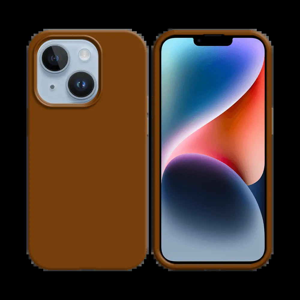 Coque silicone iPhone 14 Plus - Marron