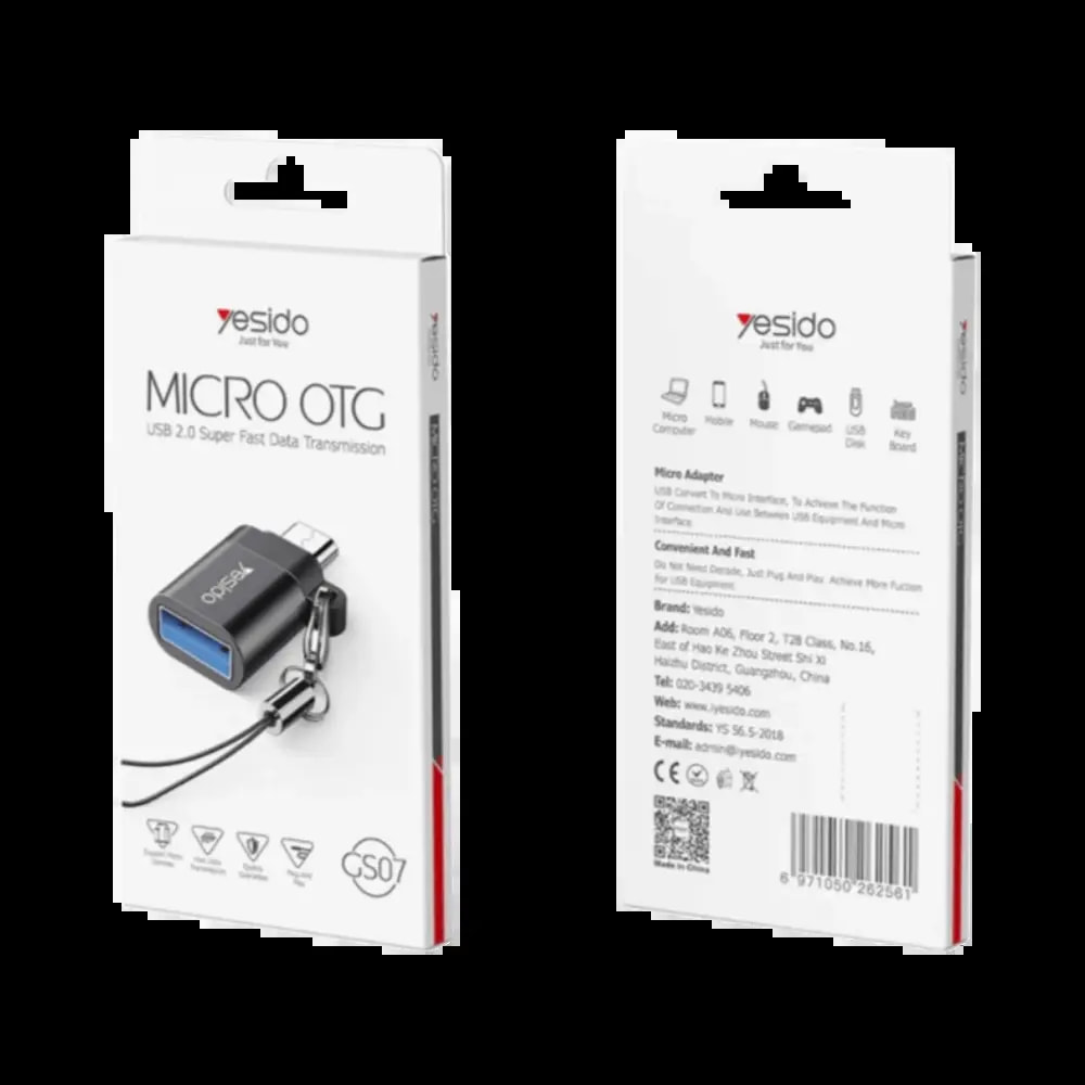Adaptateur OTG USB femelle vers Micro USB mâle - Yesido GS07 - Vue 2