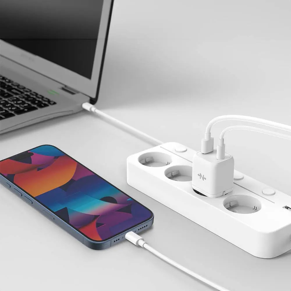 Chargeur secteur GaN 33W USB-C + USB-A - CONNECT Blanc - Vue 2