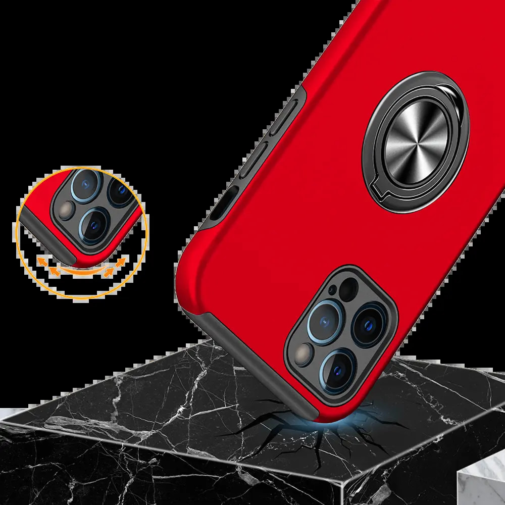 Coque de protection iPhone 12 Pro avec anneau rotatif - PROTECT IE013 Rouge - Vue 5