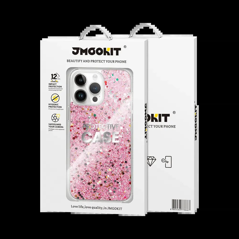 Coque paillettes iPhone 16 Pro Twinkle JMGOKIT - Rose - Vue 3