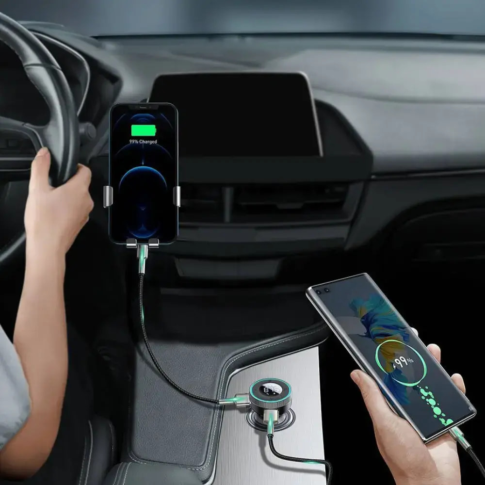 Transmetteur FM Bluetooth & Chargeur Voiture Baseus Noir - Vue 2