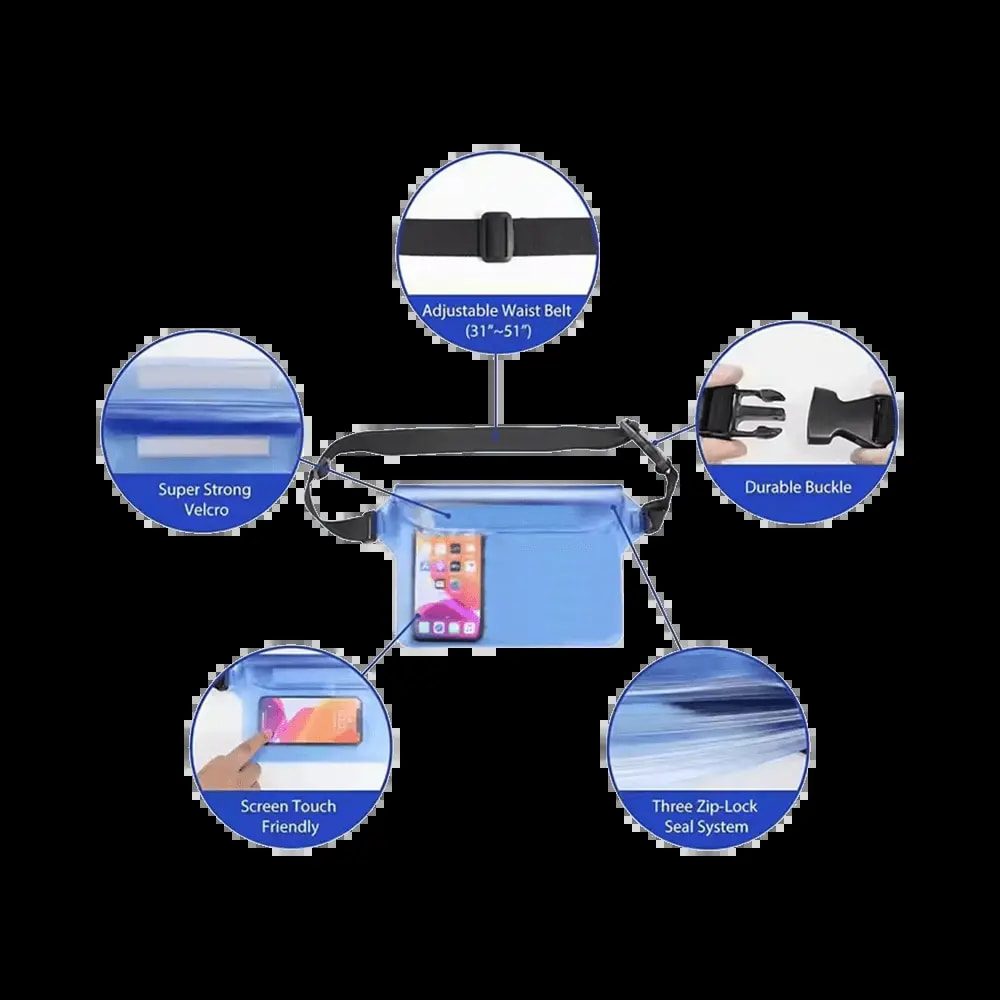 Pochette ceinture étanche pour smartphone et objets de valeur - Bleu - Vue 3