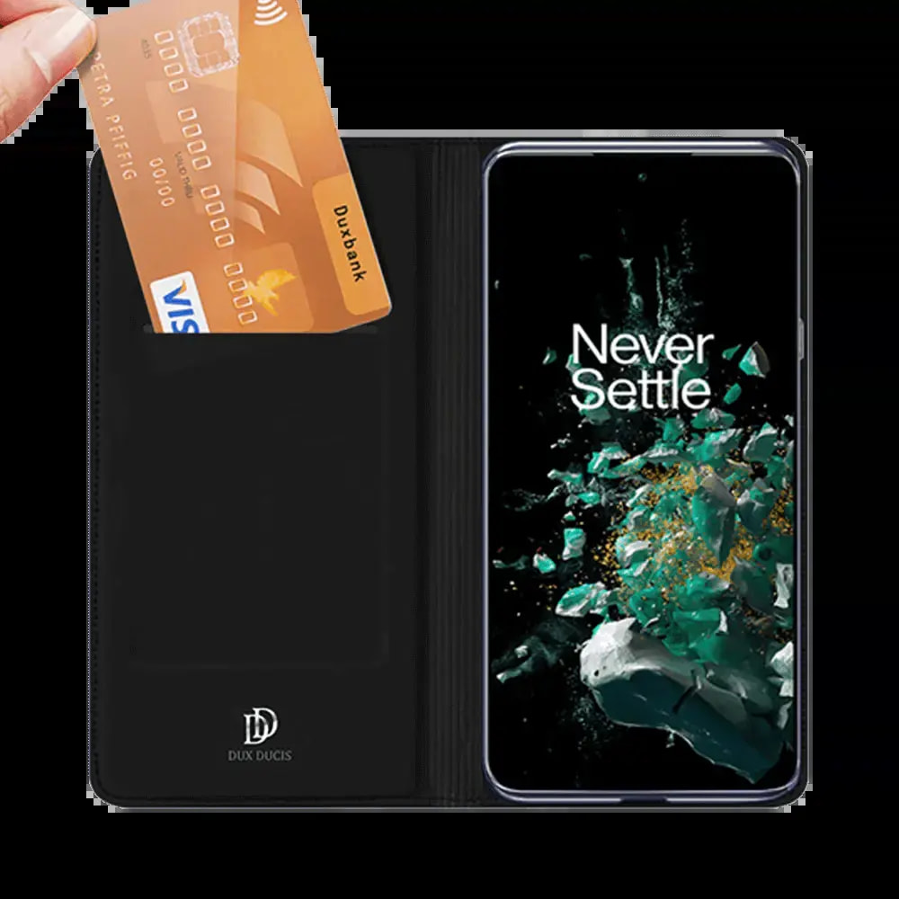 Housse folio OnePlus 10T 5G porte-carte - Dux Ducis Skin Pro Noir - Vue 2