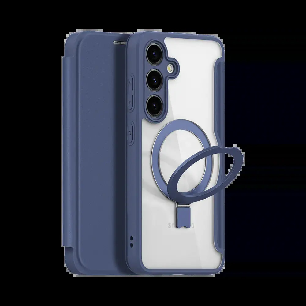 Housse folio MagSafe avec support Samsung Galaxy S24+ 5G - Dux Ducis Skin X Pro Bleu - Vue 2