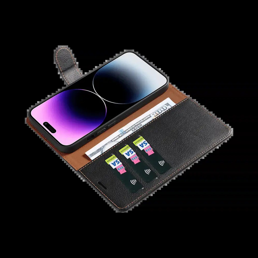 Housse folio anti-RFID iPhone 14 Pro Max - PROTECT IP011 Noir - Vue 3