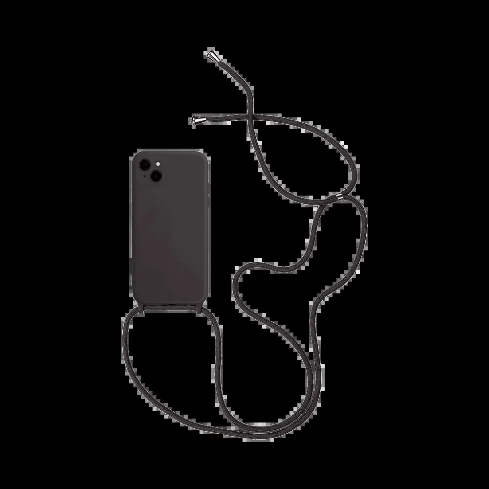 Coque iPhone 15 Plus avec cordon réglable silicone - Noir