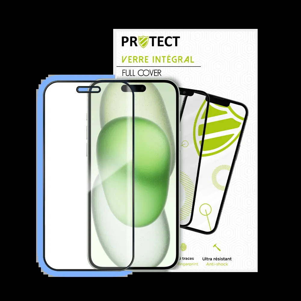Verre trempé intégral Apple iPhone 15 Plus protection écran 9H - PROTECT Noir - Vue 2