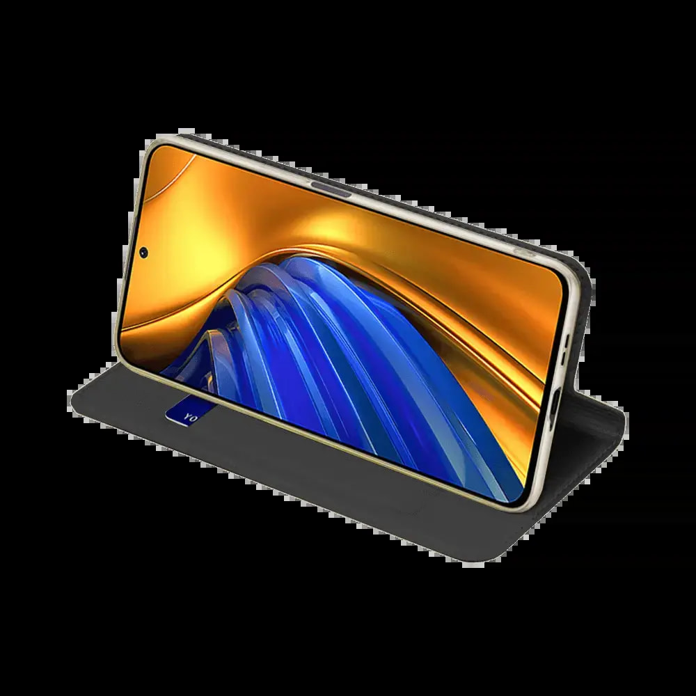 Housse folio Xiaomi Poco F4 5G 2022 porte-carte - Dux Ducis Skin Pro Noir - Vue 4