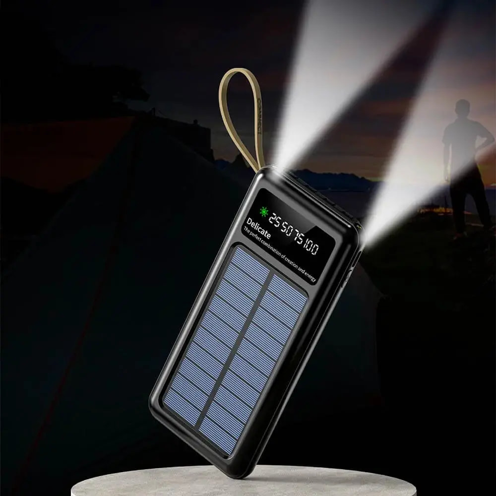 Batterie externe solaire 10000mAh avec écran digital et lampe torche - CONNECT Noir - Vue 5
