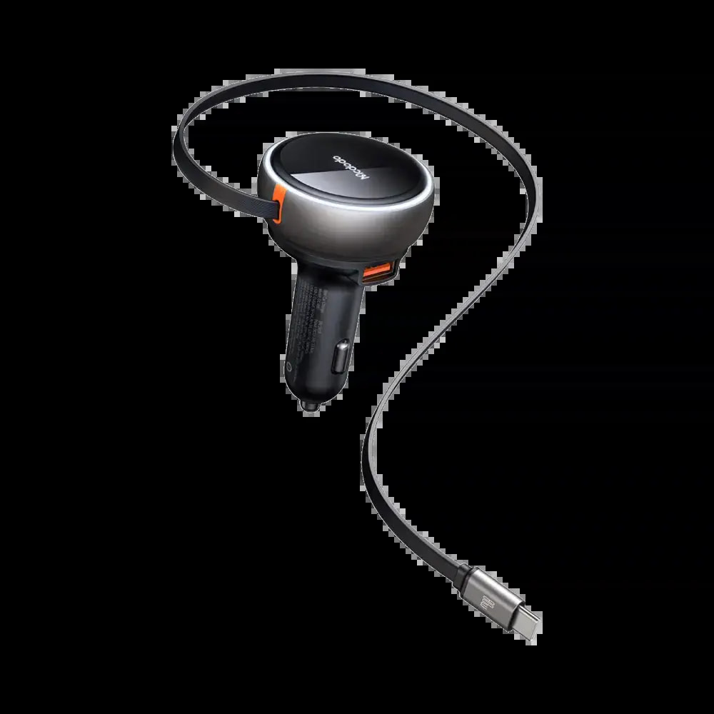 Chargeur allume-cigare 80W avec câble rétractable - Mcdodo CC-4850 Noir - Vue 2