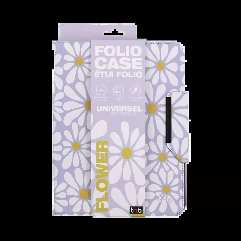 Housse folio universelle pour tablette 11" à motif fleuri et support rotatif - T'nb EXCLUSIV FLOWER Violet - Vue 4