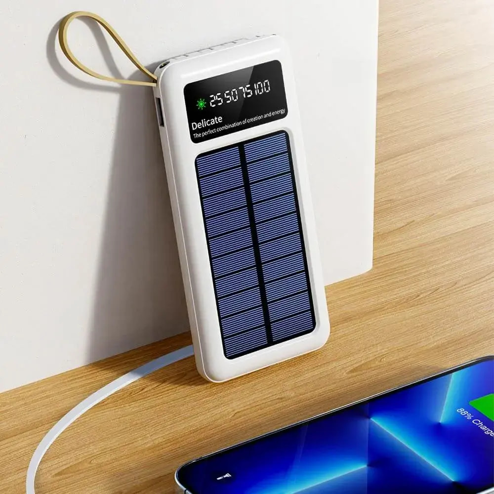 Batterie externe solaire 10000mAh avec écran digital et lampe torche - CONNECT Blanc - Vue 5