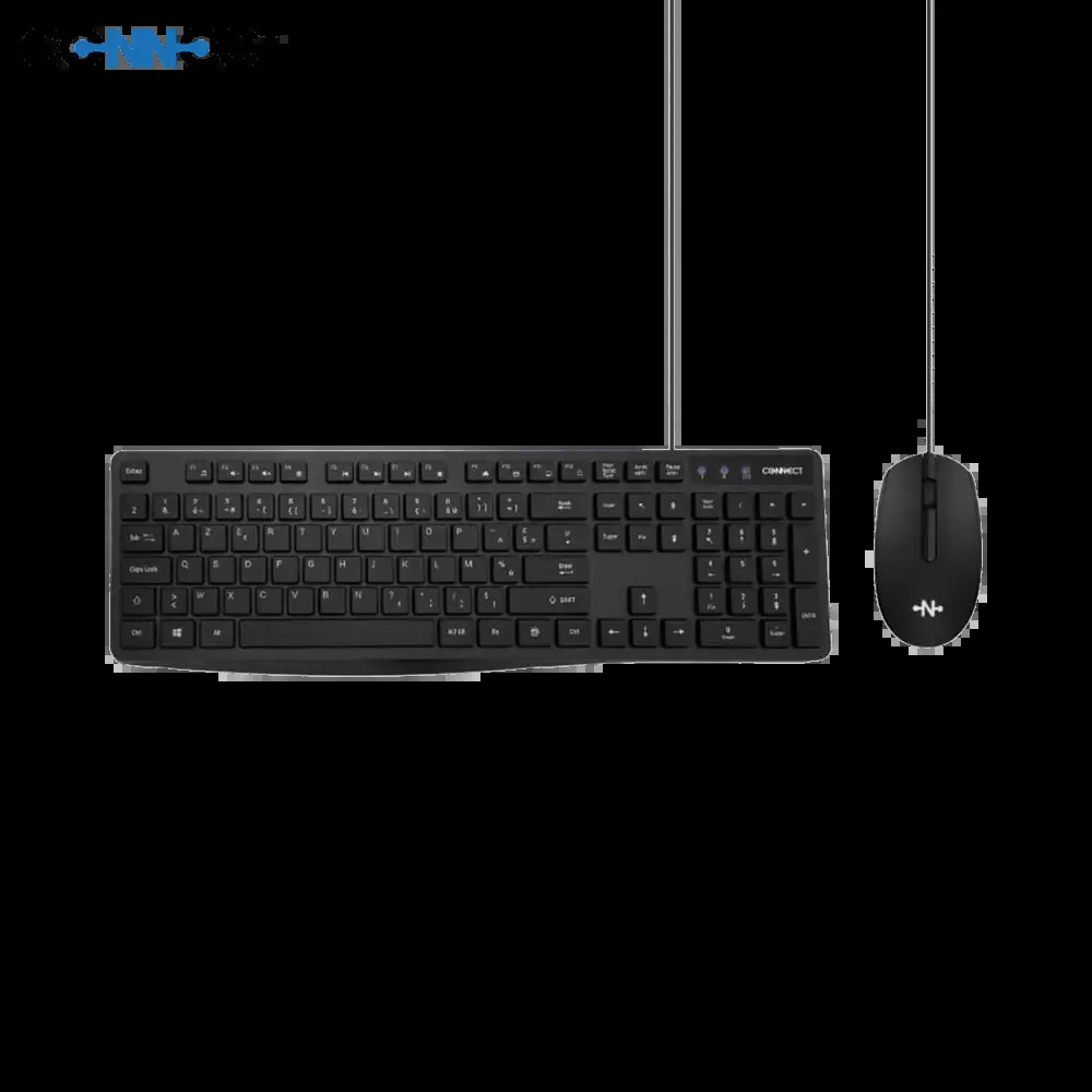 Pack clavier souris filaire USB (AZERTY) - CONNECT Noir