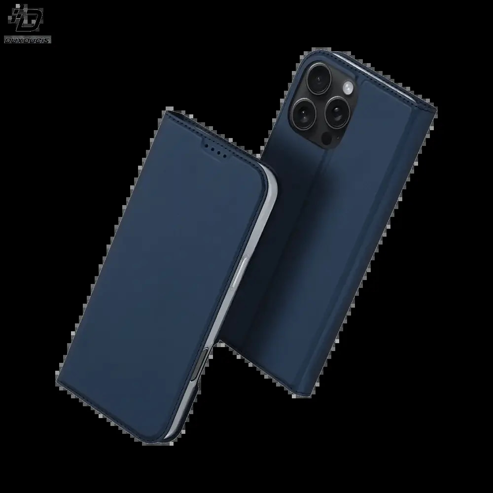Housse folio iPhone 16 Pro porte-carte - Dux Ducis Skin Pro Bleu
